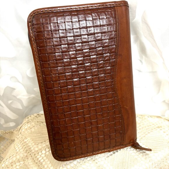 Day Timer Zip Around Basketweave Embossed Planner Cover Vintage - Picture 4 of 11